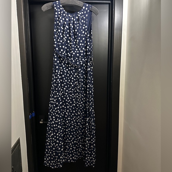 COPY - Brand New with tags Nicole Miller Navy blue with white polka dots maxi d… - Picture 2 of 10
